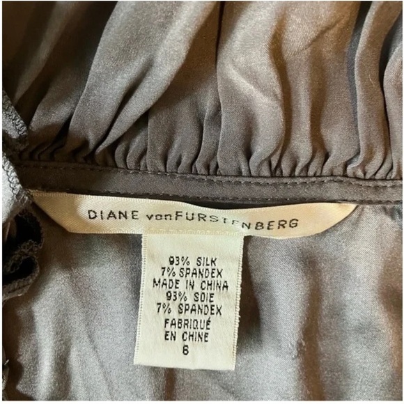 Diane Von Furstenburg Gray Silk Wrap 6 EUC - Picture 4 of 9